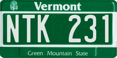VT license plate NTK231