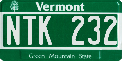 VT license plate NTK232