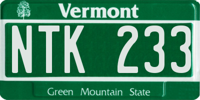 VT license plate NTK233