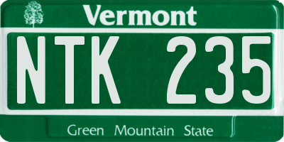VT license plate NTK235