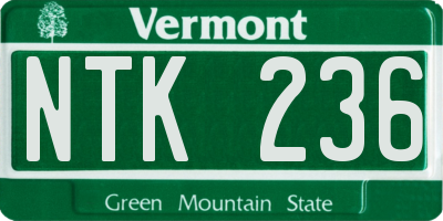 VT license plate NTK236
