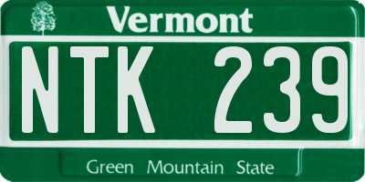 VT license plate NTK239