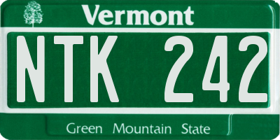 VT license plate NTK242