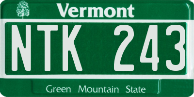 VT license plate NTK243