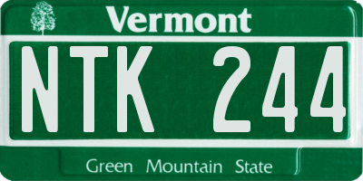 VT license plate NTK244
