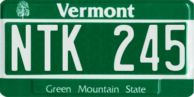 VT license plate NTK245