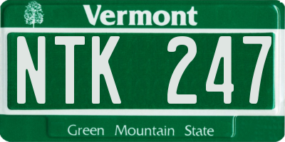 VT license plate NTK247