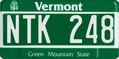 VT license plate NTK248
