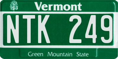 VT license plate NTK249