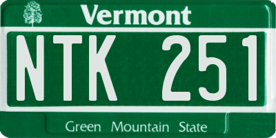 VT license plate NTK251