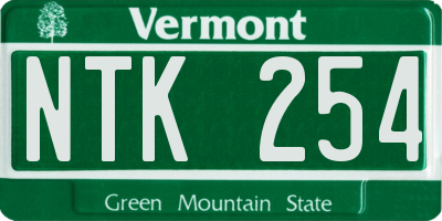 VT license plate NTK254
