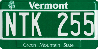 VT license plate NTK255