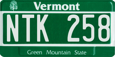 VT license plate NTK258