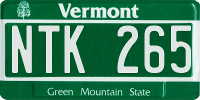 VT license plate NTK265