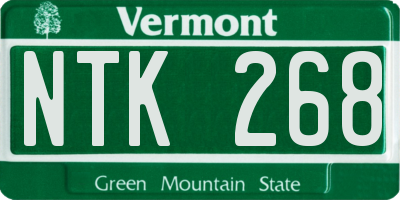 VT license plate NTK268