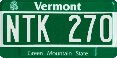 VT license plate NTK270