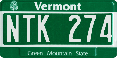 VT license plate NTK274