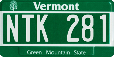 VT license plate NTK281