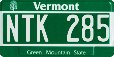 VT license plate NTK285