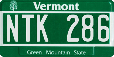 VT license plate NTK286