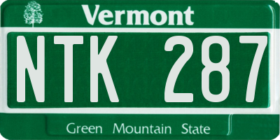 VT license plate NTK287