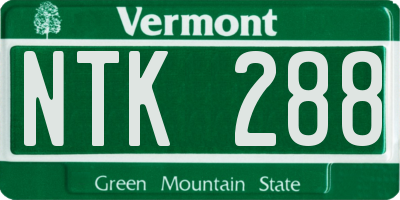 VT license plate NTK288