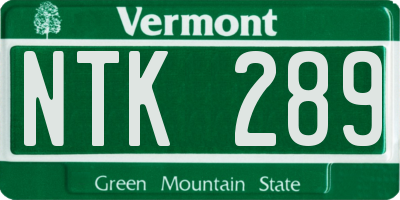 VT license plate NTK289