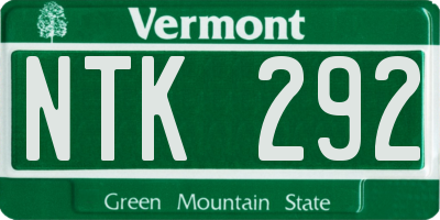VT license plate NTK292