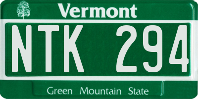 VT license plate NTK294