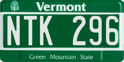 VT license plate NTK296