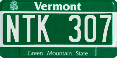 VT license plate NTK307