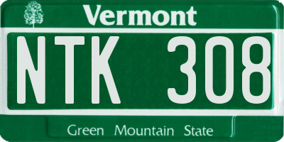 VT license plate NTK308