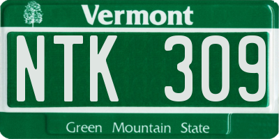 VT license plate NTK309