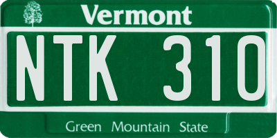 VT license plate NTK310