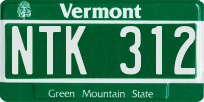 VT license plate NTK312