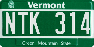 VT license plate NTK314