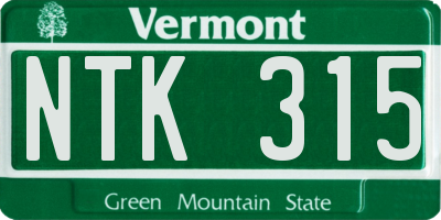 VT license plate NTK315