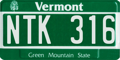 VT license plate NTK316