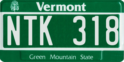 VT license plate NTK318