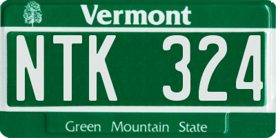 VT license plate NTK324