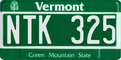 VT license plate NTK325