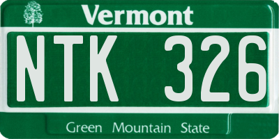 VT license plate NTK326