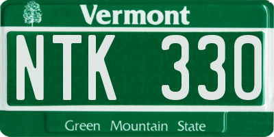 VT license plate NTK330
