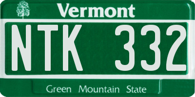 VT license plate NTK332