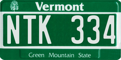 VT license plate NTK334