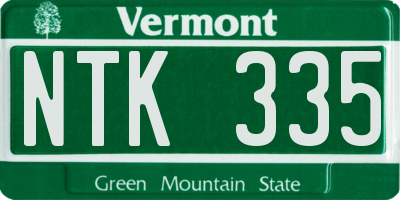 VT license plate NTK335