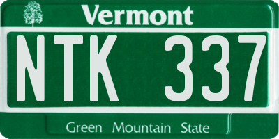 VT license plate NTK337