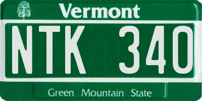 VT license plate NTK340