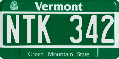 VT license plate NTK342