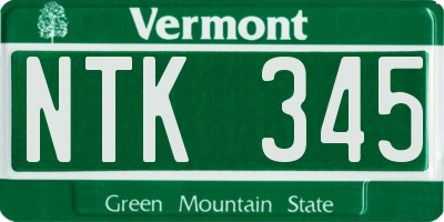 VT license plate NTK345